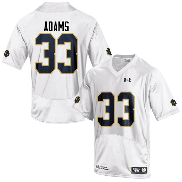 Men's NCAA Notre Dame Fighting Irish #33 Josh Adams Stitched College Under Armour Authentic White Football Jersey QQ10X03JJ